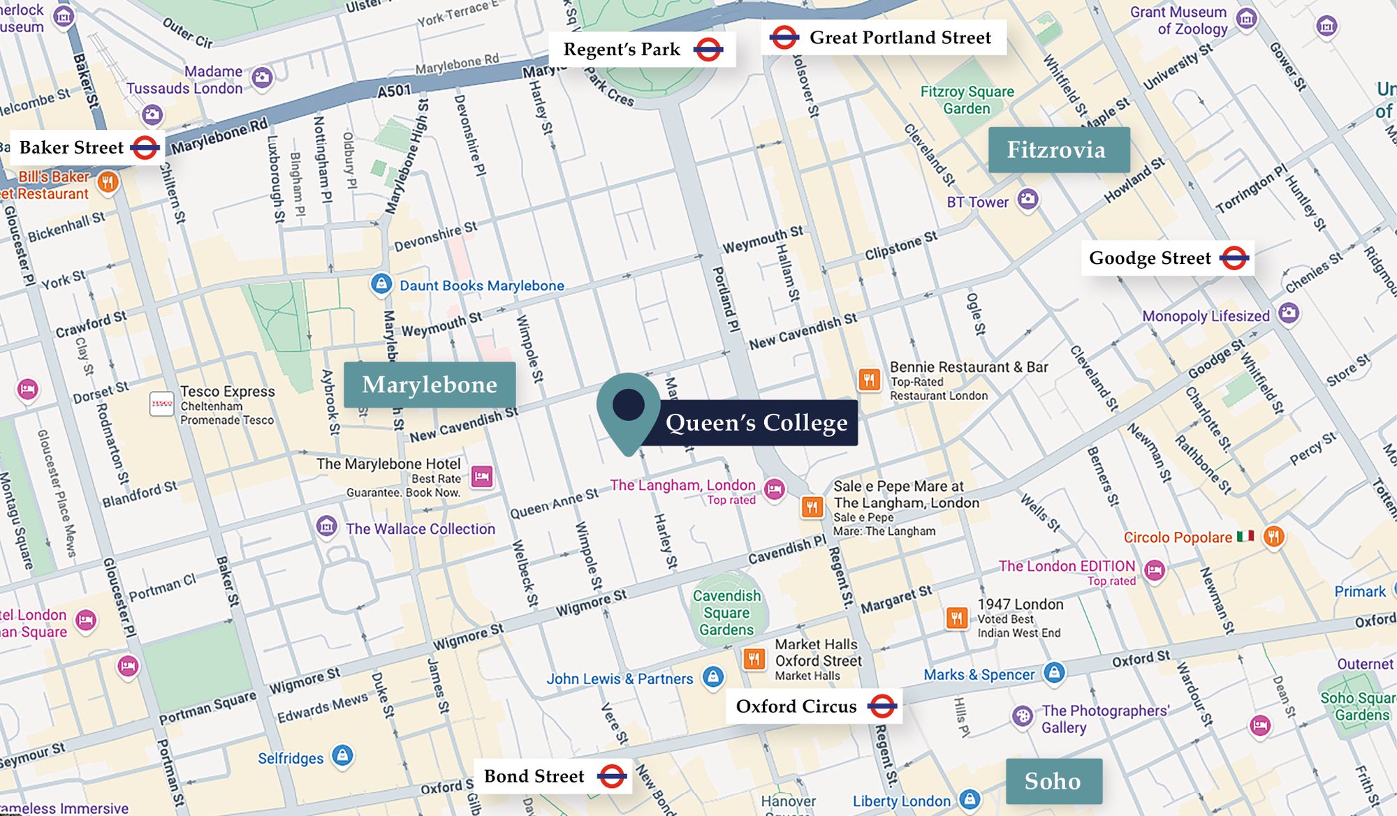 queen's college, london is in the heart of central london