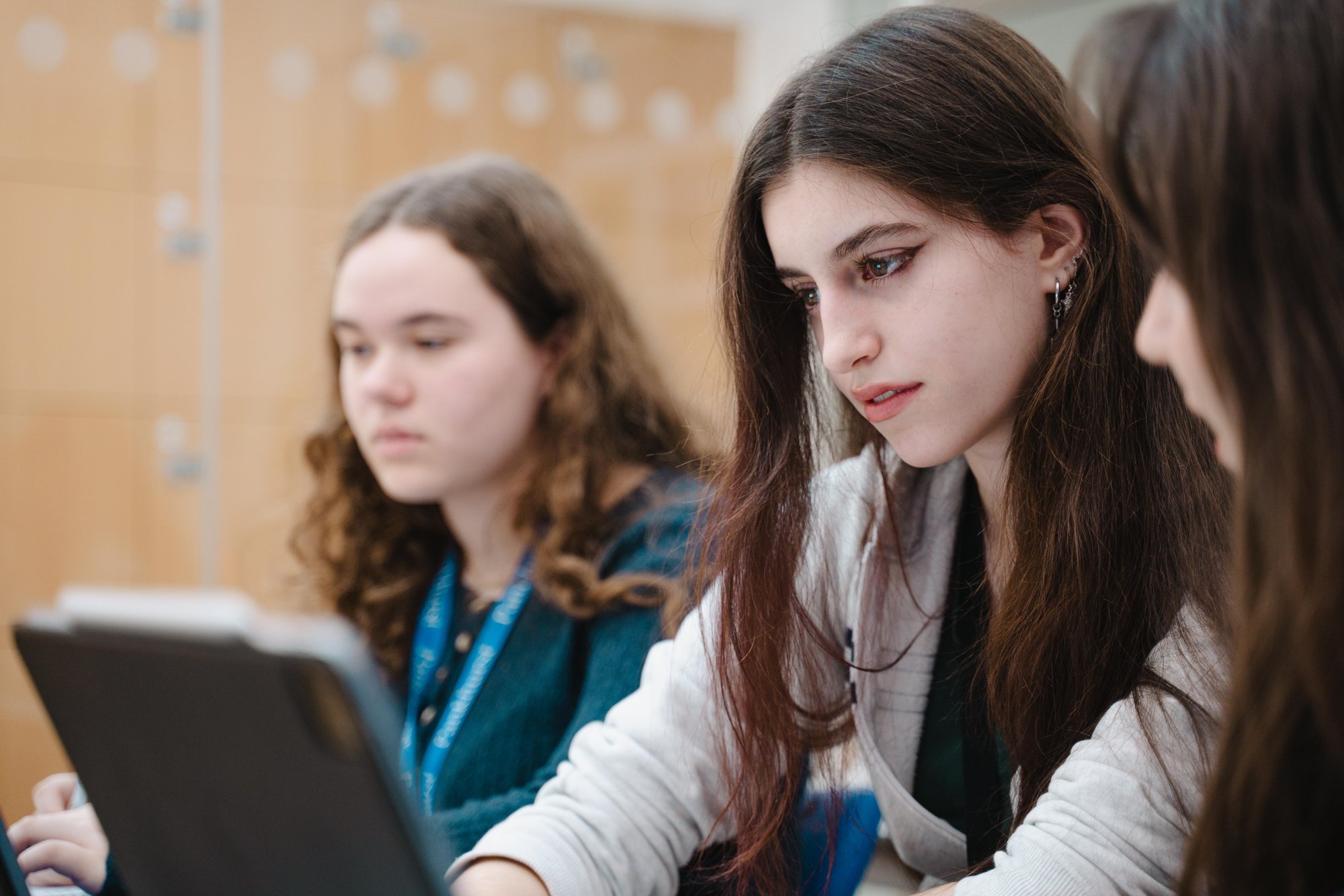 Queen's College, London sixth form girls studying