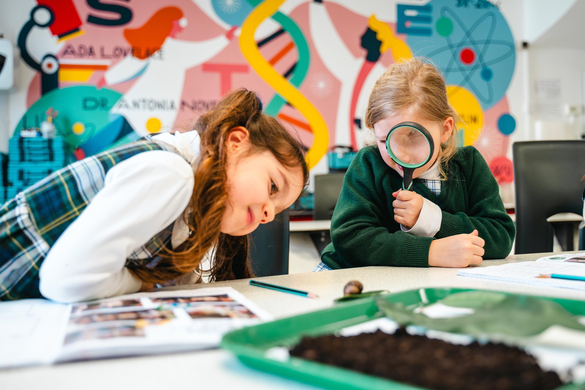 Queen's College Preparatory School pupils in their STEM lab
